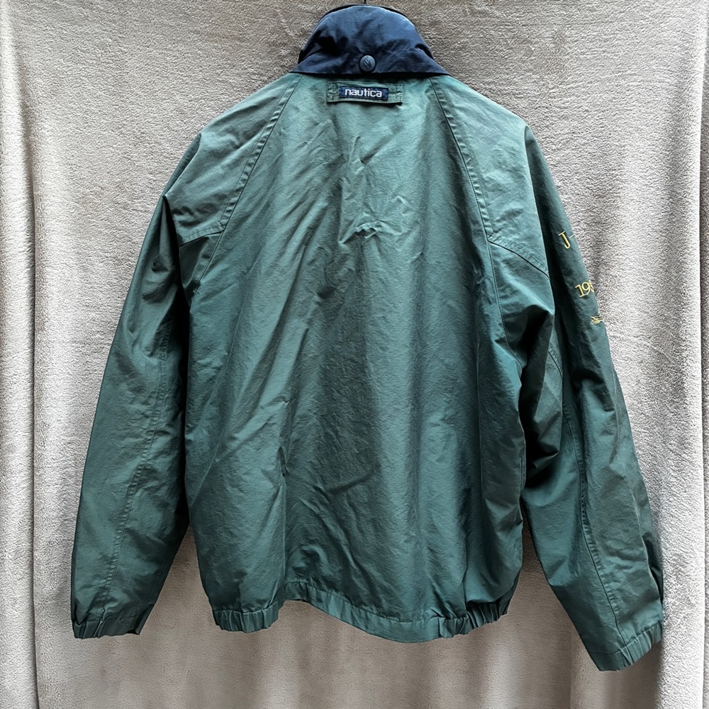 Vintage Nautica Challenge J-Class Sailing Jacket Green/Red Size L 1990s Preppy - Picture 2 of 14